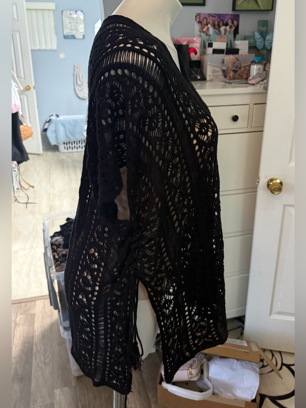 💥2/$10💥 Black Crochet Swim Cover-Up Tunic - Picture 4 of 6